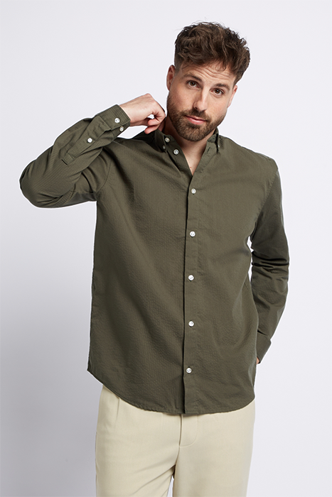 SEERSUCKER SHIRT DARK GREEN by LABFRESH