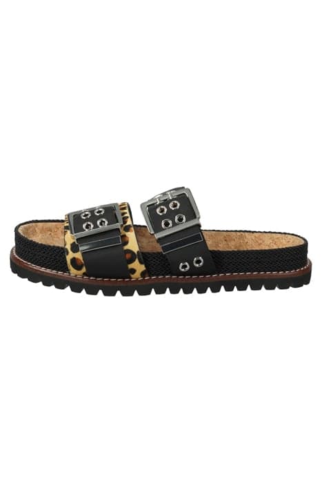 YOSI SANDAL BLACK/PONY LEO PRINT by Scotch & Soda Footwear