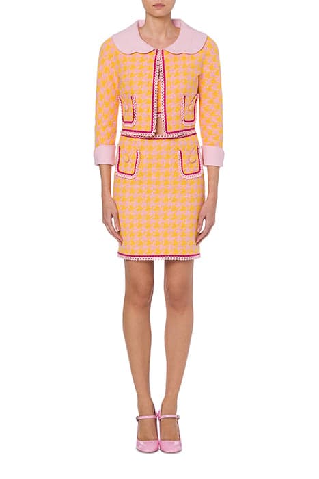 CROPPED HOUNDSTOOTH JACKET ORANGE by Moschino