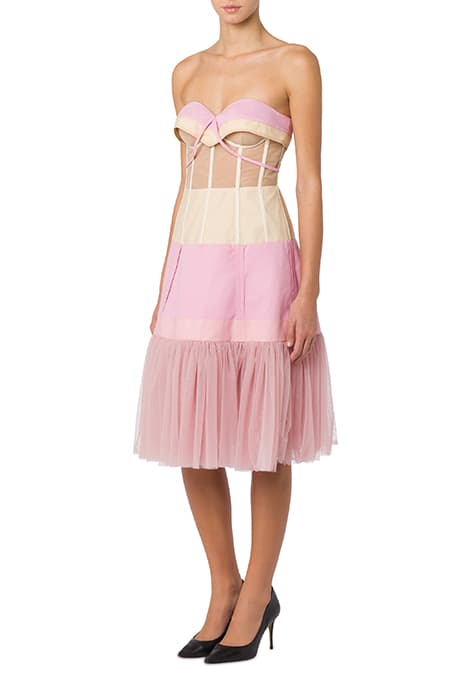 DECONSTRUCTED COUTURE OTTOMAN DRESS PINK by Moschino