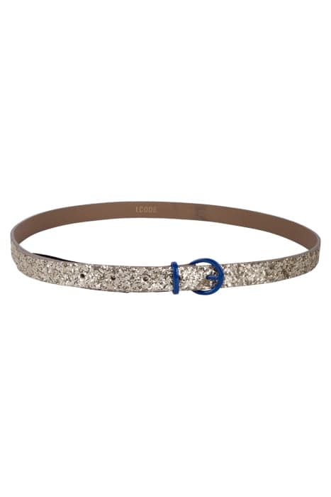 GOLD GLITTER BELT WITH BLUE BUCKLE by ICODE