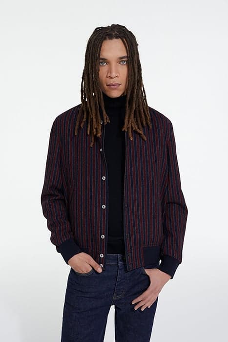 ELBOW STRIPED SUEDE JACKET BORDEAUX / NAVY by The Kooples