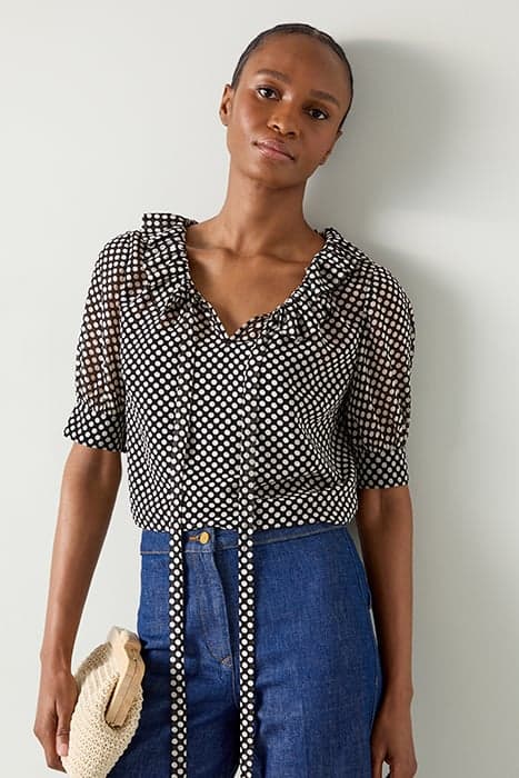 TW COCO POLKA DOT BLOUSE BLACK/CREAM by LK Bennett