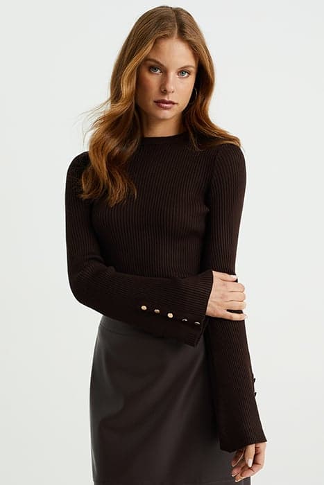 KNITTED PULLOVER DARK BROWN by WE Fashion