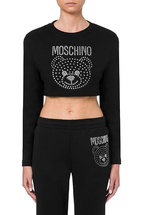 CRYSTAL TEDDY CROPPED SWEATSHIRT BLACK by Moschino