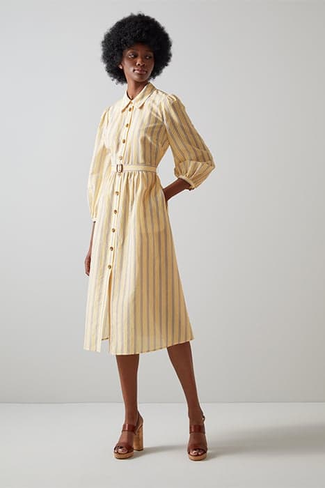 DR AARONS - STRIPED SILK CREAM/YELLOW by LK Bennett