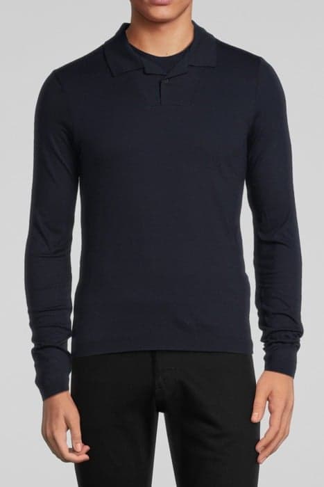 NAVY POLO SHIRT WITH ROUND TROMPE-L'OEIL COLLAR NAVY by IKKS