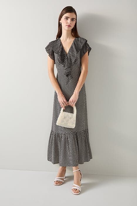 DR DAPHNE POLKA DOT DRESS BLACK/CREAM by LK Bennett