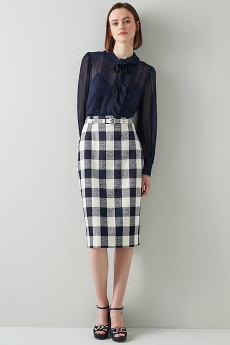 TW MAREN LARGE CHECK NAVY by LK Bennett