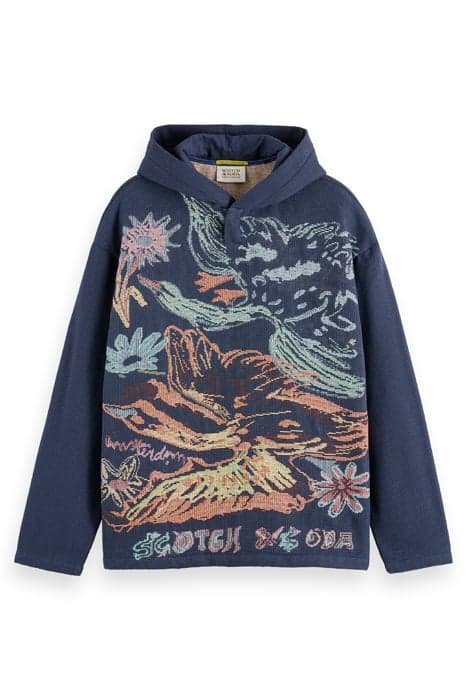 SWAN ARTWORK JACQUARD HOODIE NAVY BLUE SWAN JACQUARD by Scotch & Soda