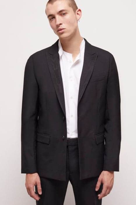 SATIN LAPEL CROSSED JACKET BLACK by The Kooples