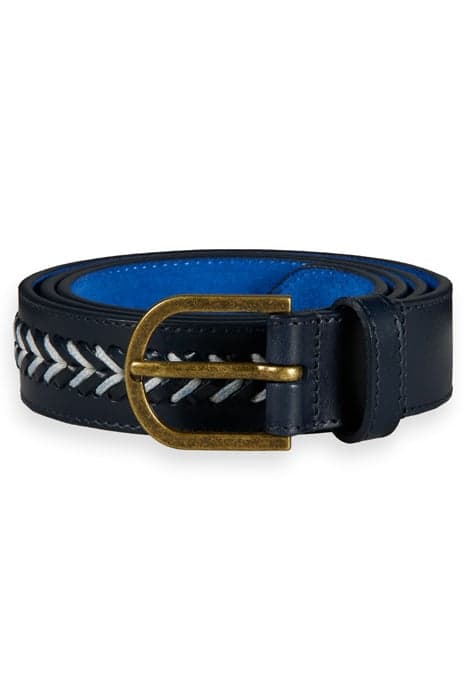 CORD-TRIMMED LEATHER BELT NAVY BLUE by Scotch & Soda