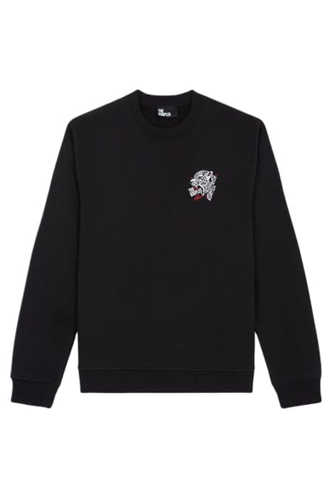 ROUND NECK SWEATSHIRT WITH TIGER CHEST EMBROIDERY BLACK by The Kooples