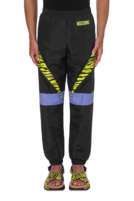 TIGER DETAILS NYLON JOGGERS BLACK by Moschino