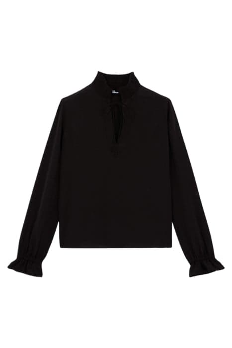 LONG-SLEEVED TOP WITH SMOCKED COLLAR BLACK by The Kooples