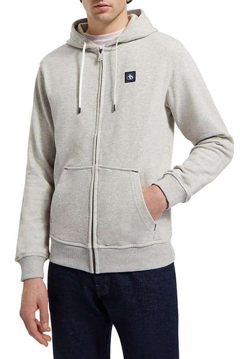 ESSENTIAL LOGO BADGE ZIP-THROUGH HOODIE GREY MELANGE by Scotch & Soda