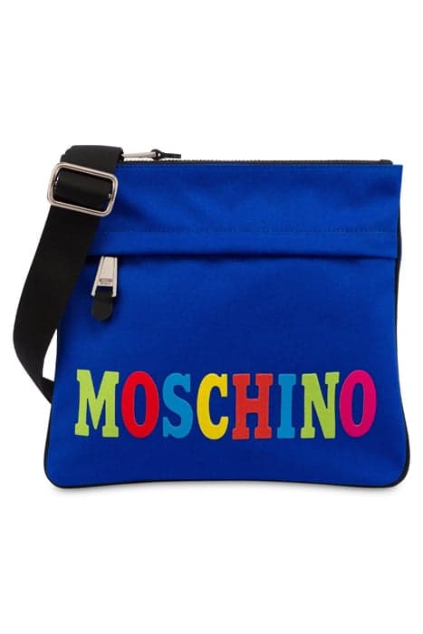 MULTICOLOR LOGO MESSENGER BAG BLUE by Moschino