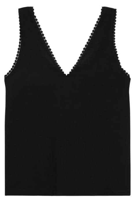 SLEEVELESS TOP WITH LACE DETAIL BLACK by The Kooples