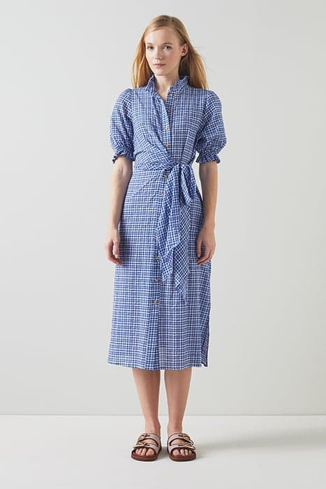 DR SOLEIL CHECK DRESS BLUE/WHITE by LK Bennett