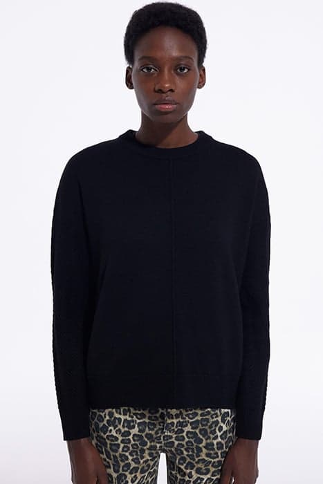 ROUND NECK SWEATER WITH POINT DETAILS BLACK by The Kooples