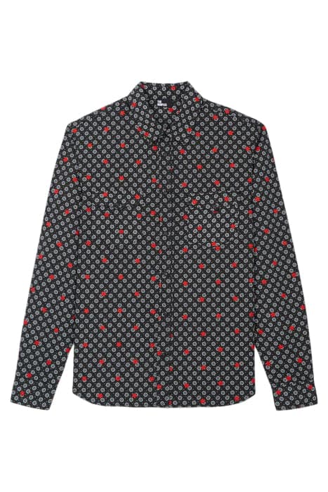 COW BOY SHIRT WITH POLKA DOTS BLACK DAISY PRINT AND RED EMBR by The Kooples