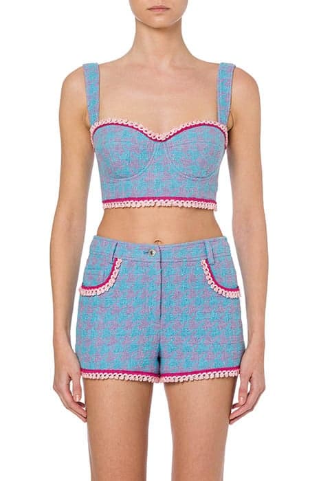 HOUNDSTOOTH COTTON AND NYLON BRALETTE BLUE by Moschino