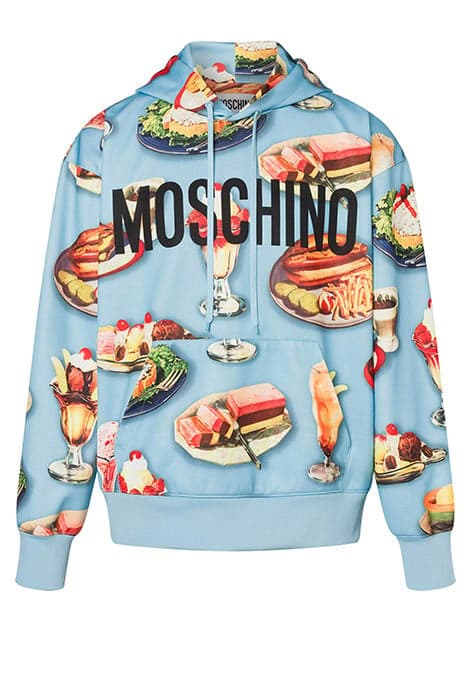 HOODIE FOOD PRINT BLUE by Moschino