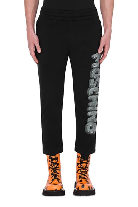 MOSCHINO X THE FLINTSTONES™ ORGANIC FLEECE TROUSERS BLACK by Moschino