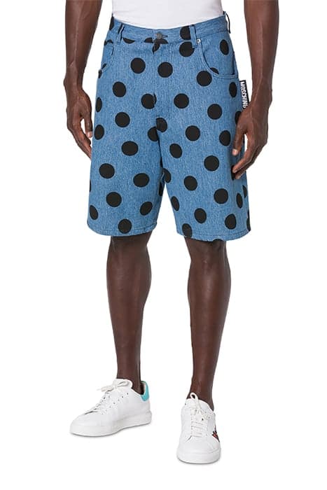 POLKA DOTS DENIM BERMUDA SHORTS BLUE by Moschino