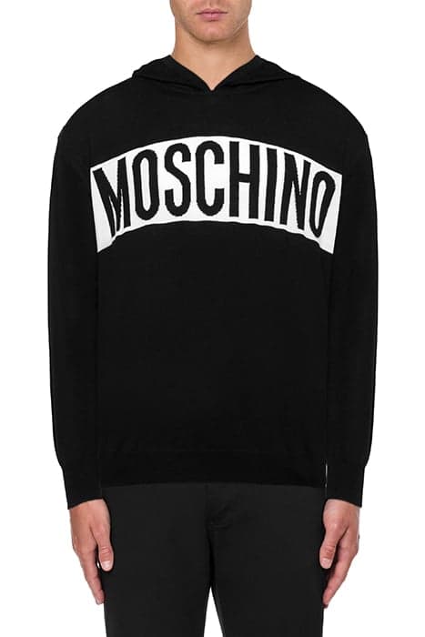 LOGO BAND WOOL HOODED SWEATER BLACK by Moschino