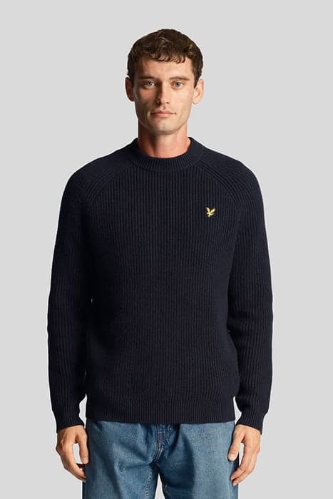 SHAKER STITCH MOCK NECK JUMPER DARK NAVY by Lyle & Scott