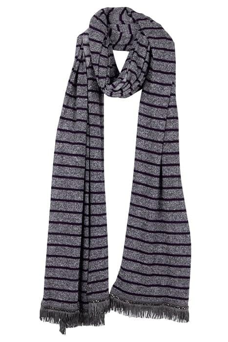 SCARF OBLONG LUREX WITH STRIPES GREY by Mucho Gusto