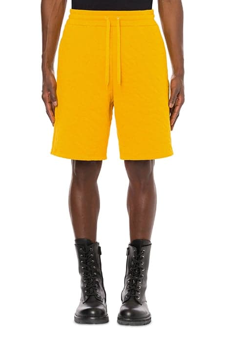 BERMUDA SHORTS IN QUILTED ALLOVER LOGO ORGANIC FLEECE YELLOW by Moschino