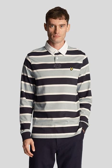 STRIPE RUGBY SHIRT SLATE BLUE by Lyle & Scott