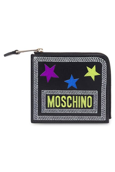 MOSCHINO STARS CALFSKIN WALLET BLACK by Moschino