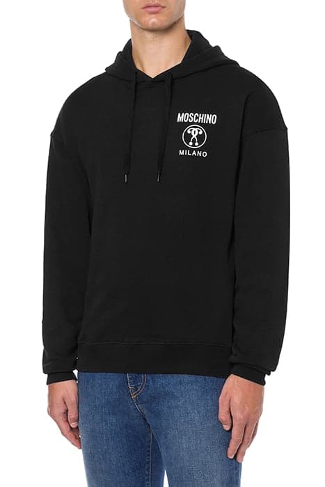 DOUBLE QUESTION MARK HOODIE BLACK by Moschino