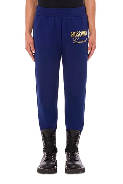 MOSCHINO COUTURE ORGANIC FLEECE JOGGERS BLUE by Moschino