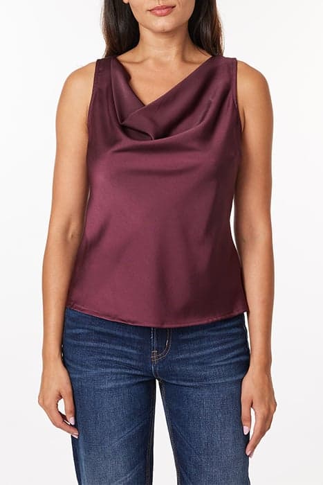 SLEEVELESS DRAPE NECK TOP BURGUNDY by Scotch & Soda