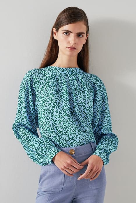 TW EDELINE - PLEAT NECK GREEN/BLUE by LK Bennett