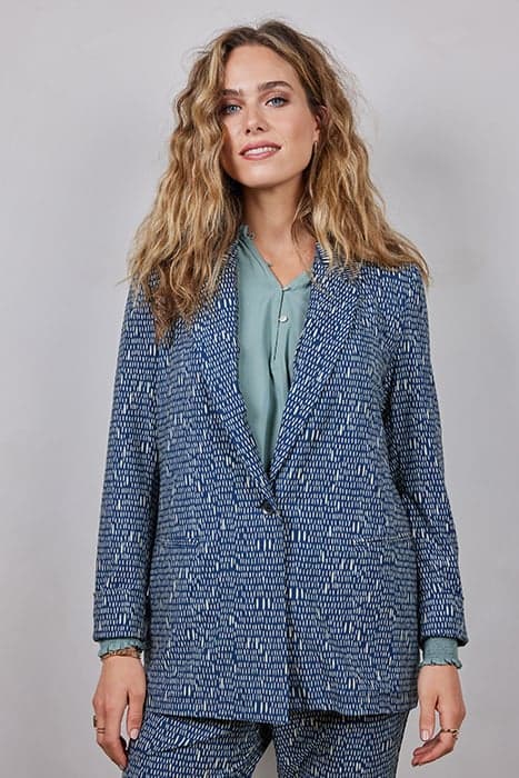 TRAVEL BLAZER MIDA PRINT DARK BLUE WITH STRIPED DOTS PRINT by DIDI