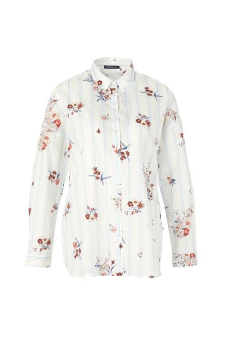 OVERSIZED COTTON FLOWER SHIRT BLUE by River Woods