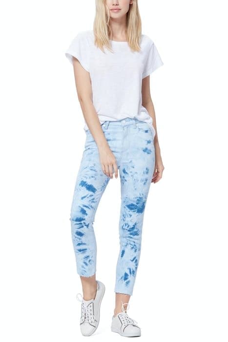 HOXTON SLIM CROP RAW HEM INDIGO TIE DYE by PAIGE