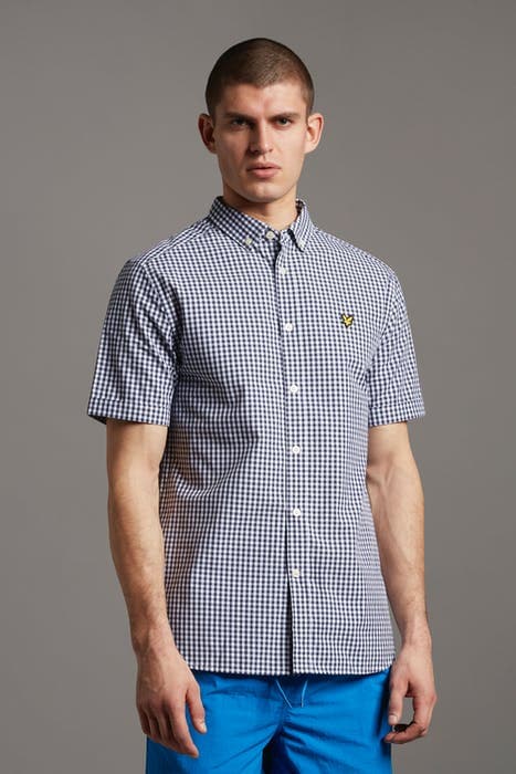 SS GINGHAM SHIRT NAVY/WHITE by Lyle & Scott