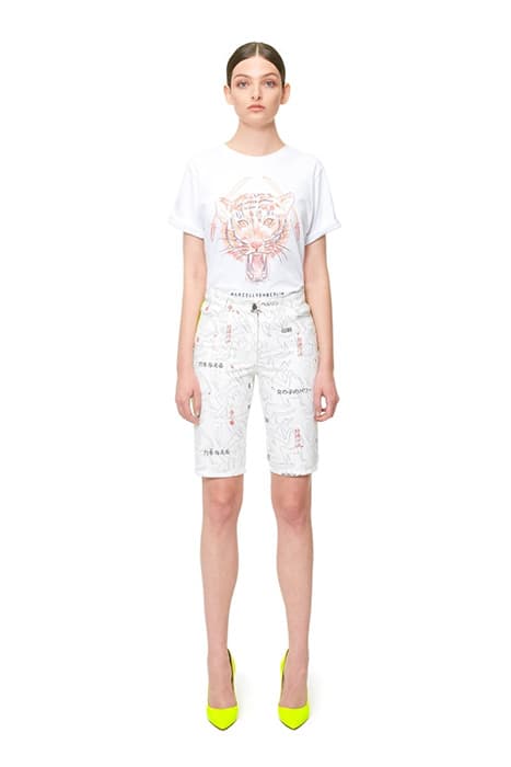 WOMEN'S PRINTED DENIM SHORTS LADIES WITH FONT PRINT. by Marcell von Berlin