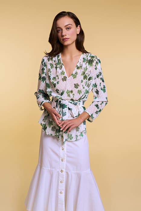 BLOUSE PEONIES WHITE/GREEN by Fête Impériale