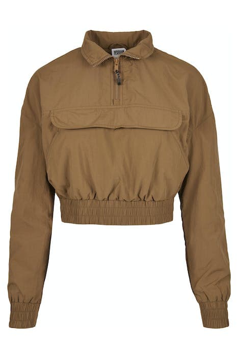 LADIES CROPPED CRINKLE NYLON PULL OVER JACKET MIDGROUND by Urban Classics