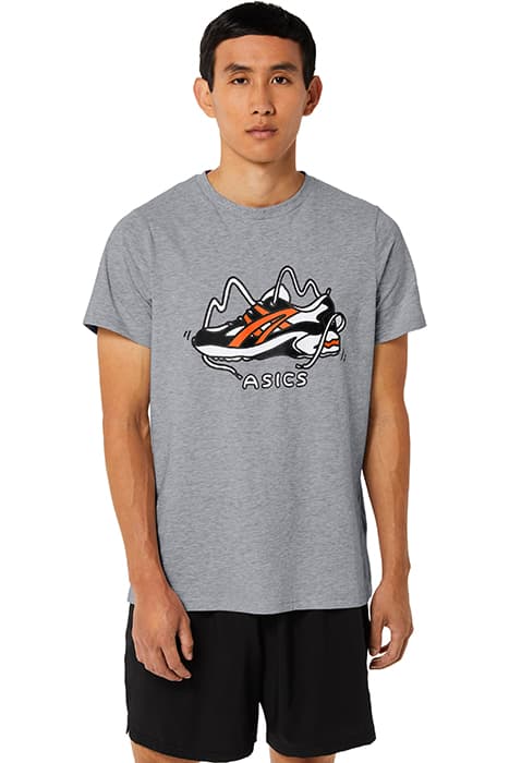 SHOE TEE GRAPHIC MID GREY HEATHER/ SHOCKING ORANGE by ASICS