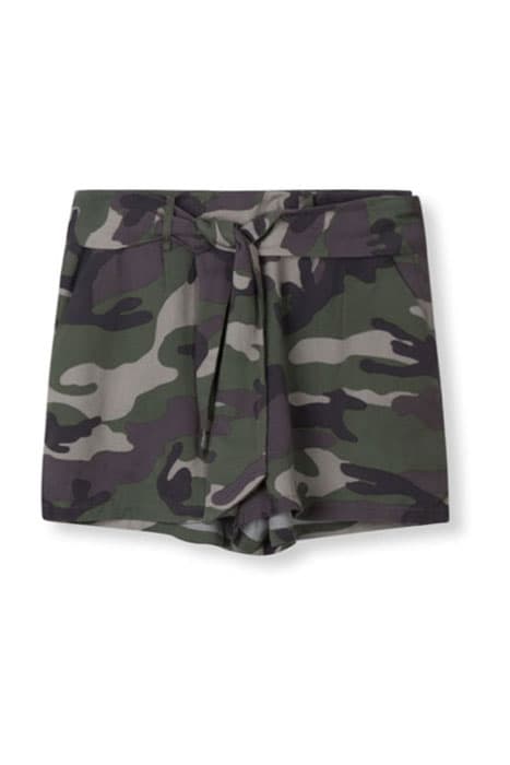 LADIES WOVEN CAMOUFLAGE SHORTS PALE ARMY by Alix The Label