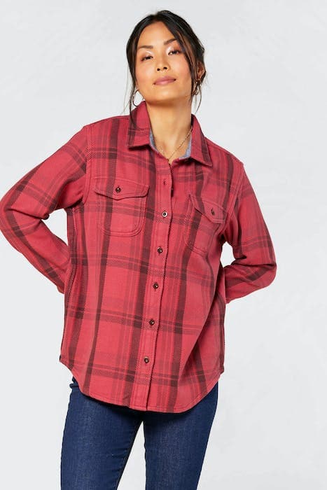 BLANKET SHIRT DUSTY RED CUSCO PLAID by Outerknown