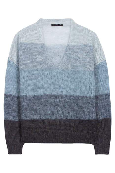 MOHAIR JUMPER COLOUR GRADATION GREYISH BLUE / WHITE by Luisa Cerano